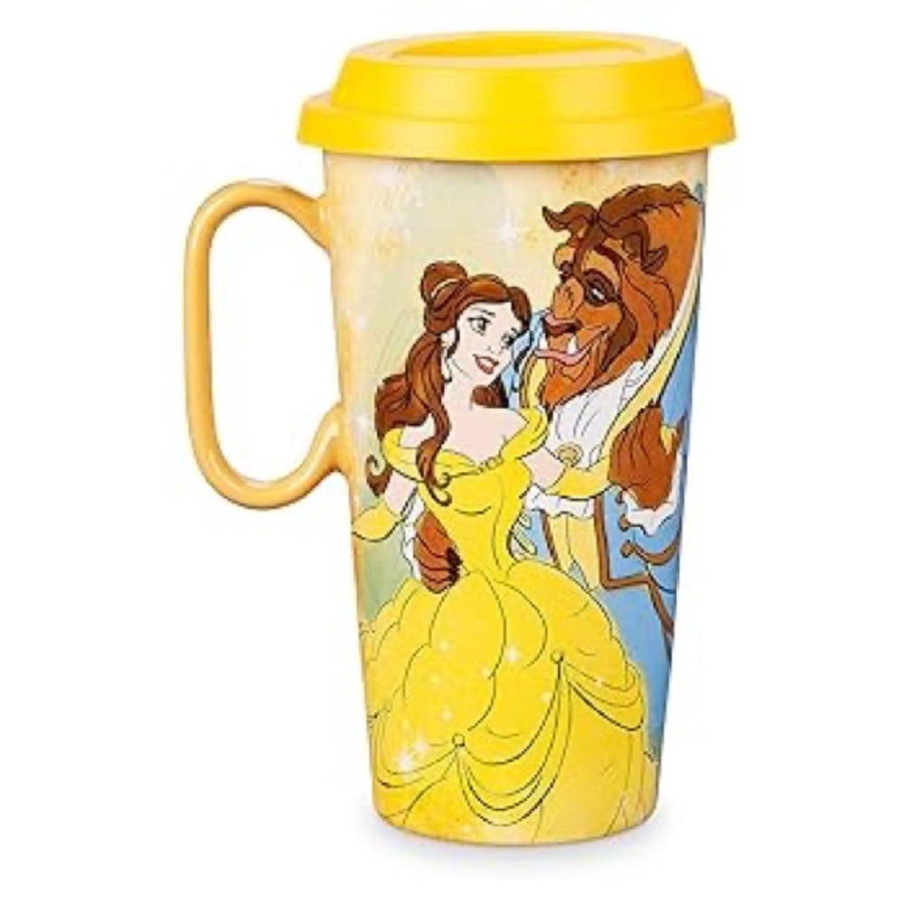 Beauty and the Beast Yellow Travel covered ceramic Mug